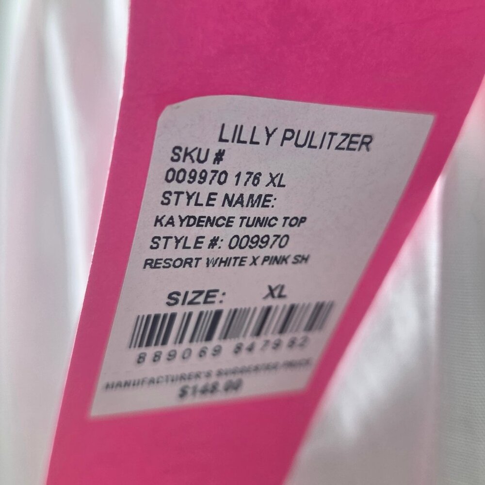 NWT Lilly Pulitzer Tunic Resort Wear Top White Pink XL - Picture 4 of 5